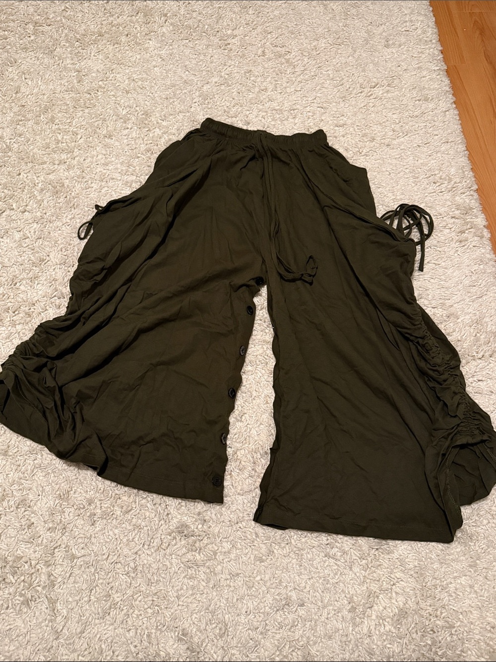 Handmade Wide Leg Pants With Buttons And Ties